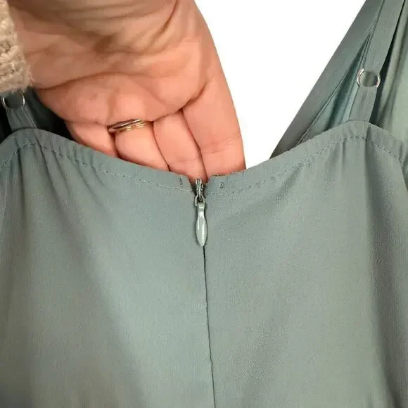 NWT BHLDN Eva Chiffon Bridesmaid Maxi Dress Formal Wedding Guest Moss Green S - Picture 7 of 11